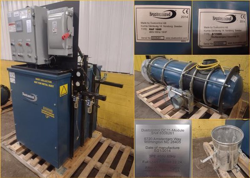 15 HP DUSTCONTROL MODEL #DC-11 &amp; RAF-1600 DUST COLLECTOR SYSTEM: STOCK #17169