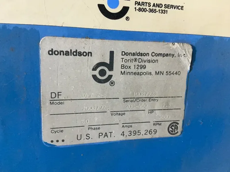 DONALDSON TORIT 7.5 HP &amp; 3 HP DUST COLLECTOR WITH AIR FILTRATION UNIT  -  DFT 2-8 / AT3000