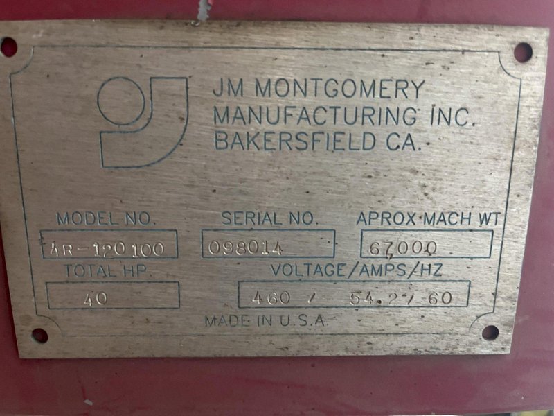 10' X 1" MONTGOMERY MODEL #4R-120100 4-ROLL HYDRAULIC PLATE BENDING ROLL: STOCK 17021