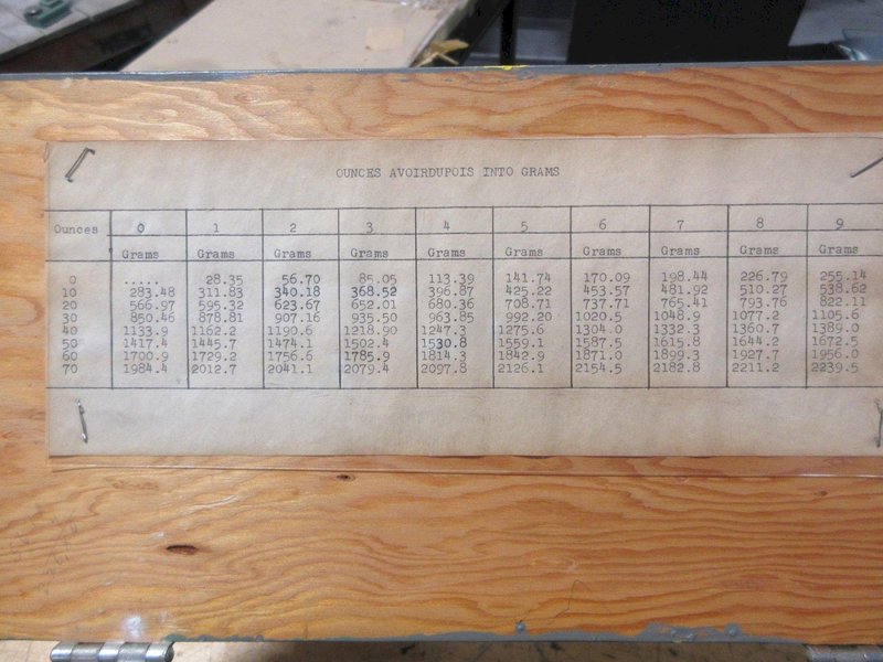 Central Scientific 1000g Triple Beam Weight Scale with Calibration Weights in Wooden Case- Auction Item