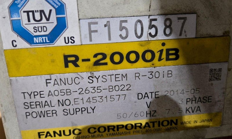 FANUC R-2000IB/210F + R30IB ROBOT ARM AND CONTROL CABINET USED
