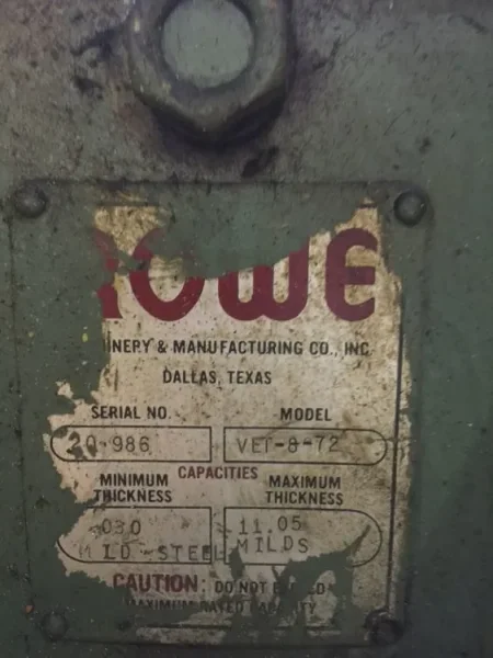 ROWE 40,000 LB X 72&quot; X .065&quot; CTL LINE, STOCK# 13685J