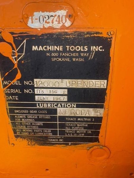 12,000# x 40&quot; ASC UPENDER WITH ROTATING BASE STOCK# 4160