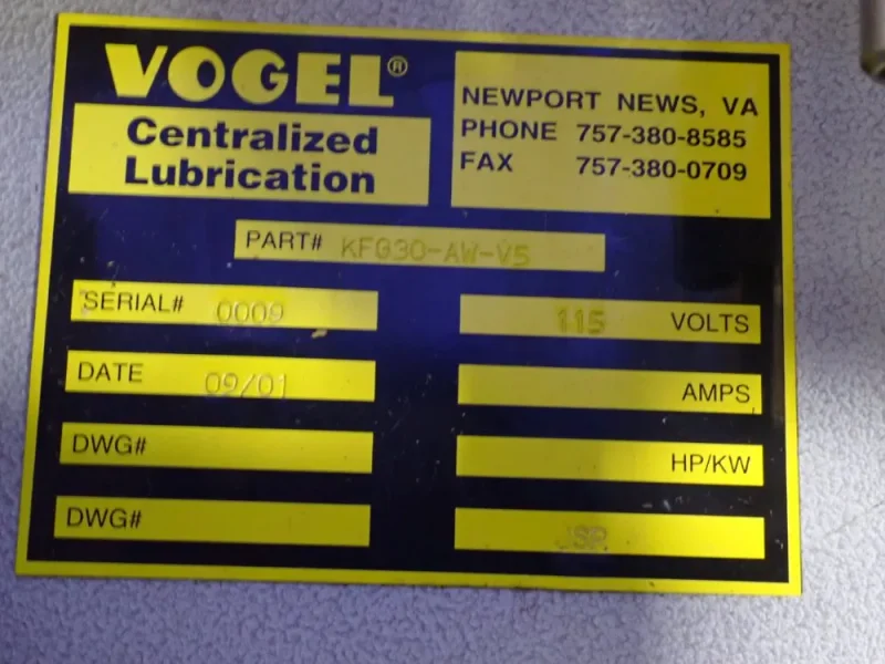 VOGEL CENTRALIZED LUBRICATION SYSTEM   -  KFG30-AW-VS