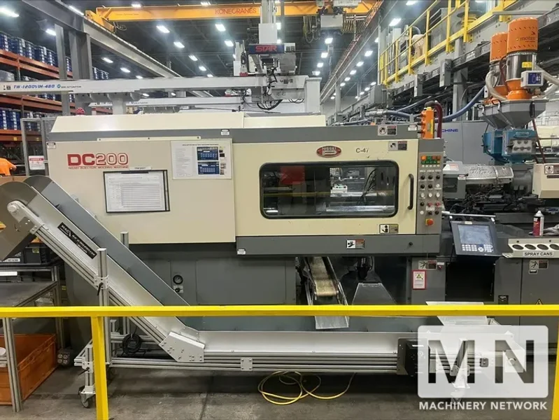 200 TON 3.4 OZ  X 2.3 OZ NISSEI MODEL DC200 2-COLOR INJECTION MOLDING MACHINE MFG 2004