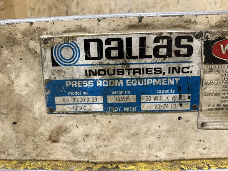 Dallas Industries Space Saver Coil Feed Line 15,000 Lbs. x 30" Wide x .188" (.250" x 18" Wide)