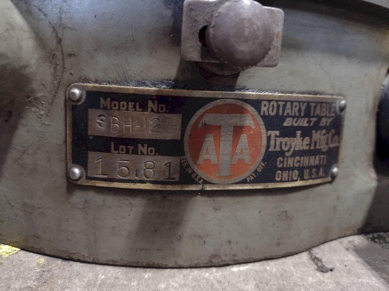 TROYKE MFG CO ROTARY TABLE MODEL SBH-12: STOCK #18879