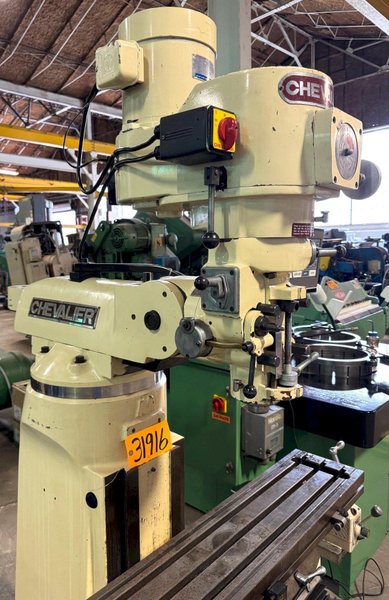 Chevalier Vertical Mill FM-3VS, 3 HP, V-Speed, 9&quot; x 42&quot; P.F. Tbl., DRO