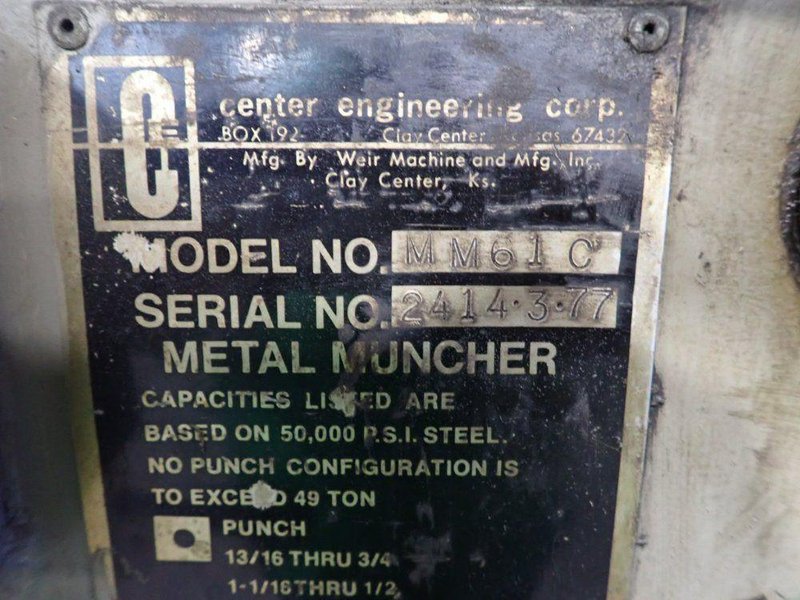 CENTER ENGINEERING 49 TON METAL MUNCHER  -  MM61C
