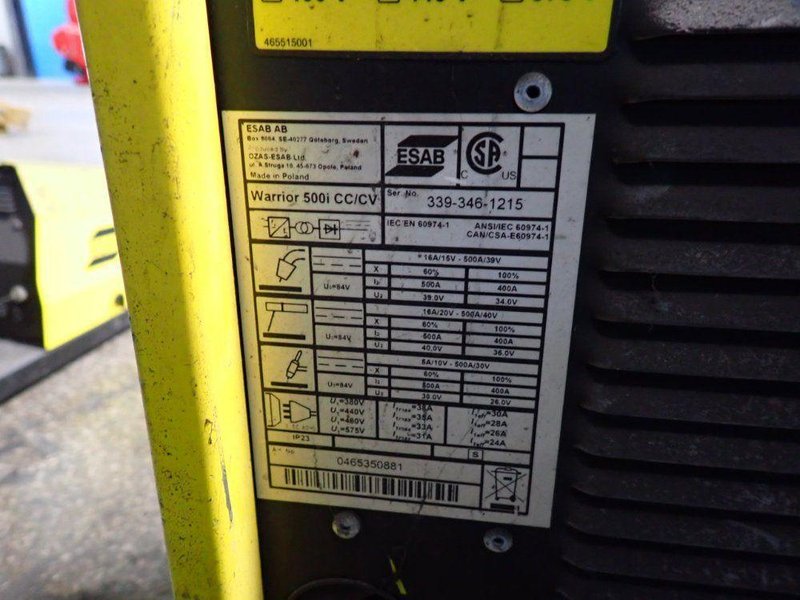 Esab Welder - Warrior 500i Cc/cv