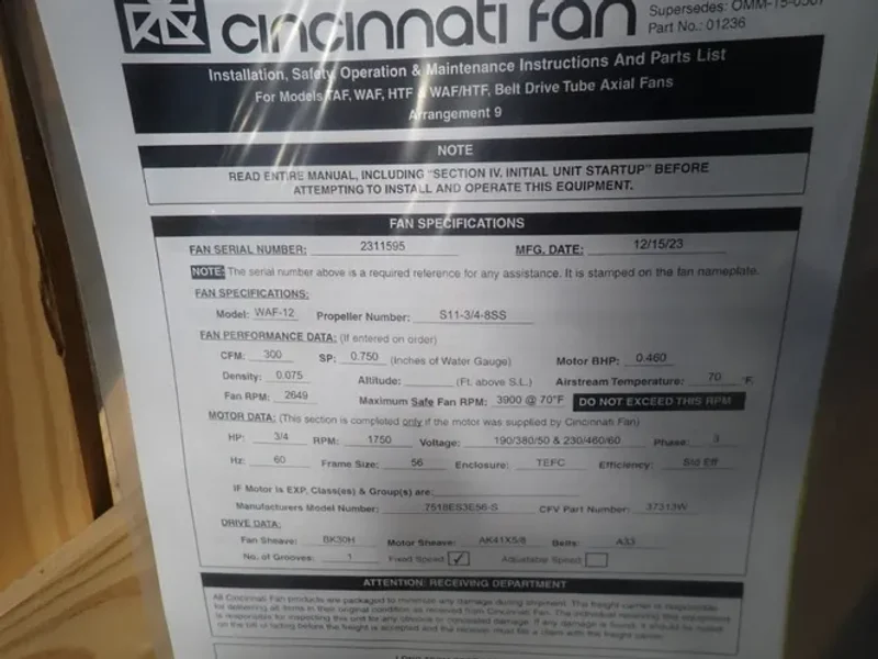 Cincinnati 12" Fan - Waf-12