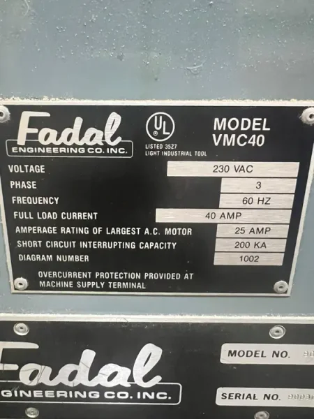 USED FADAL VMC 40 VERTICAL MACHINING CENTER
