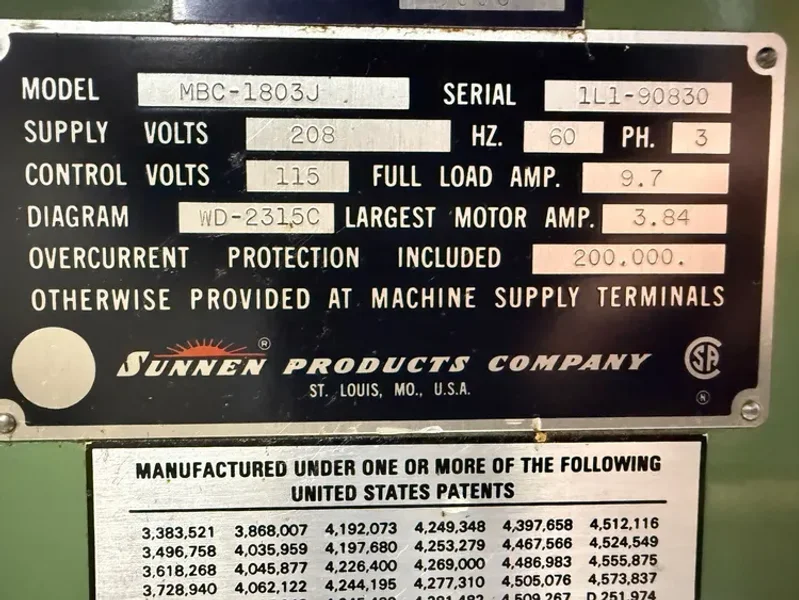 SUNNEN # MBC-1803 Hone Honing Machine with Auto Cycle, Stroking #7447