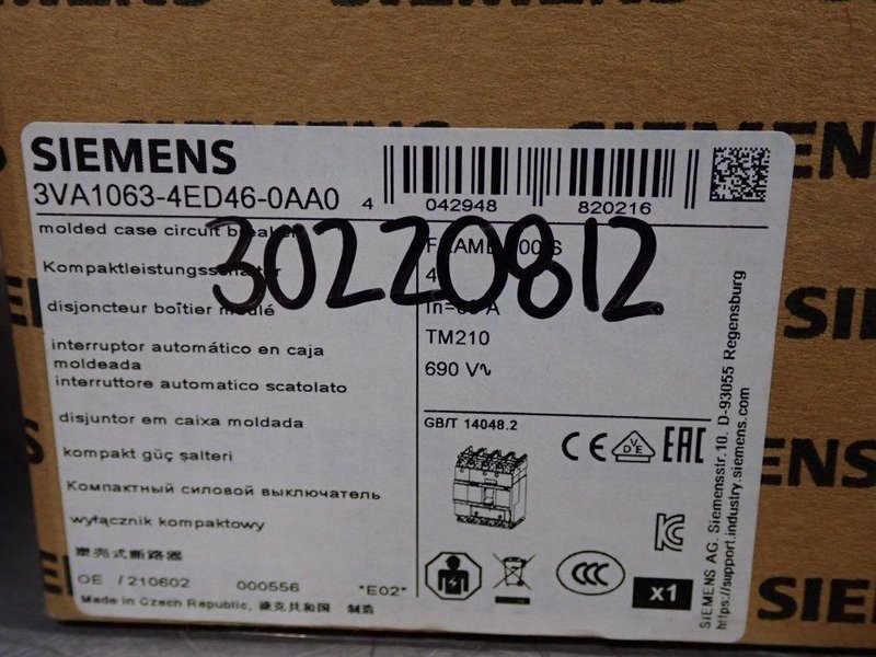 Siemens Circuit Breaker - 3va1063-4ed46-0aa0