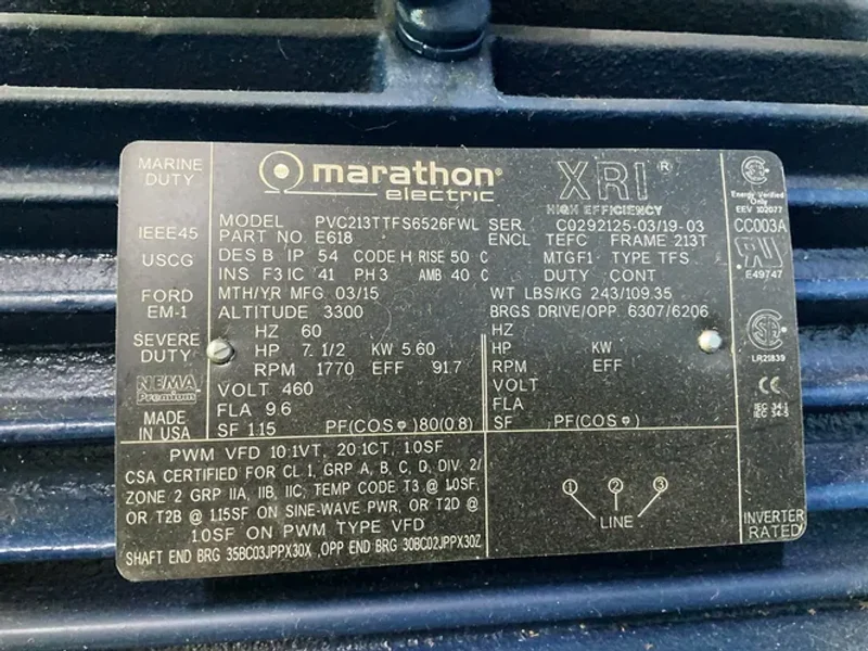 MARATHON 7.5 HP MOTOR  -  PVC213TTFS6526FWL