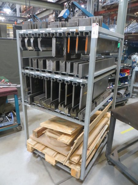 Press Brake Dies on Portable Rack w Contents- Auction Item