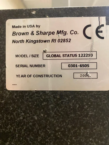 2001 BROWN AND SHARPE Global Status 12.22.10 | Coordinate Measuring Machines