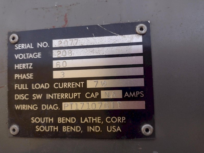 13&quot; X 36&quot; SOUTHBEND MODEL #G-26T ENGINE LATHE: STOCK #17217