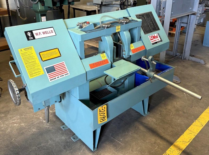10" x 16" W.F. Wells Horizontal Band Saw L-10, 11" Rounds, 2 HP, Reconditioned