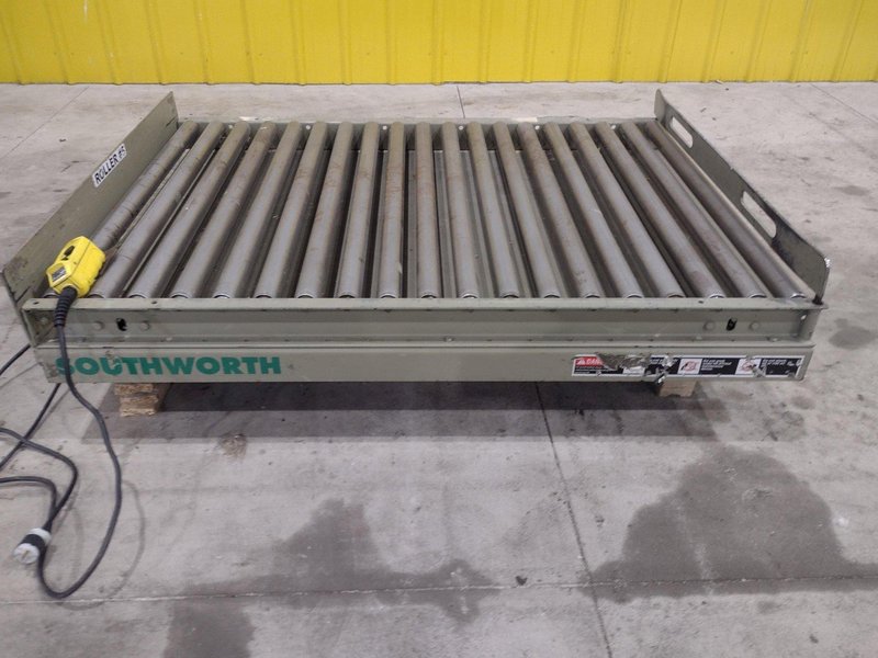 3800 LB X 57" X 42" SOUTHWORTH MODEL #LS4-36 ROLLER TOP HYDRAULIC LIFT TABLE: STOCK #20881
