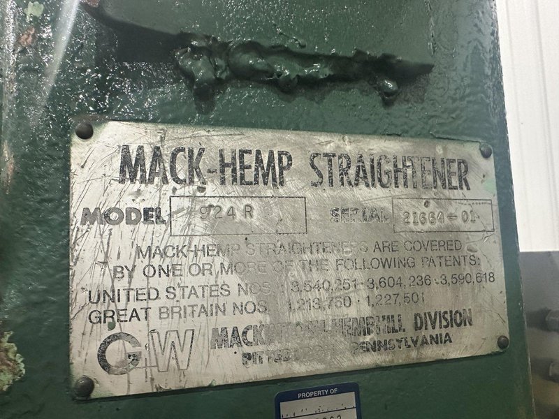 2.5&quot; MACK-HEMP MODEL #924R ROTARY 6-ROLL TUBE &amp; PIPE STRAIGHTENER: YOBRO #23881