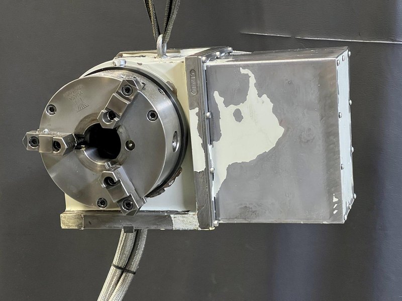 Yuasa DMNC-22101 4th Axis CNC Rotary Table 8.5" Chuck Tailstock Fanuc Motor