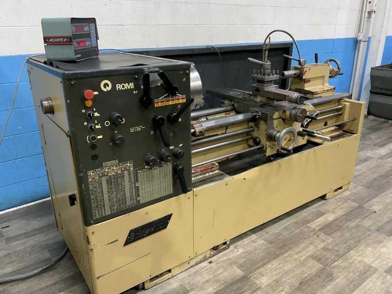 16.5" X 44" BRIDGEPORT ROMI MODEL 16-8 GEARED HEAD ENGINE LATHE: STOCK #81367