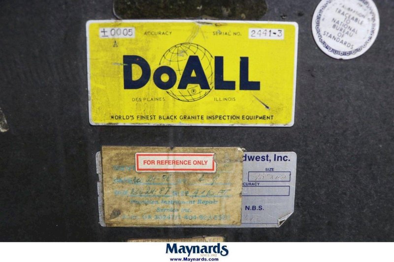 120&quot; X 48&quot; X 12&quot; DOALL GRANITE SURFACE PLATE W/ STAND. STOCK # 1112525.