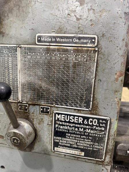 20" X 84" MEUSER MODEL #M1L-34828 ENGINE LATHE, 2" HOLE &amp; METRIC: YOBRO #25402
