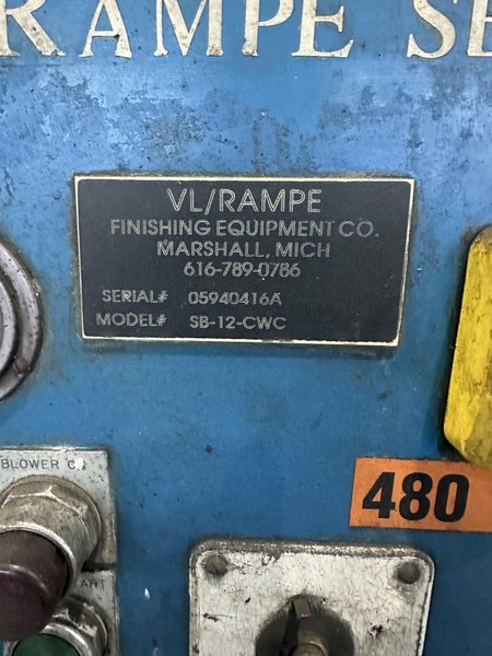 12 C.U. F.T  VL/RAMPE SB-12-CWC VIBRATORY FINISHER. STOCK # 0151824.