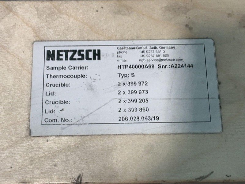 NETZSCH TG-DSC SAMPLE CARRIER TYPE S THERMOCOUPLE  -  HTP40000A69