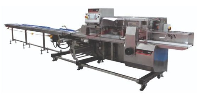 Redpack Horizontal Flow Wrapping NTS 2021 Extended Infeed 10&#039; equipped with Herma 500 Premium Label Applicator