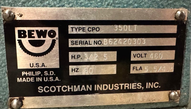 14&quot; Scotchman Cold Saw CP0 350 LT, Miter, 4-7/8&quot; Tube, 2&quot; Solids,  3 HP