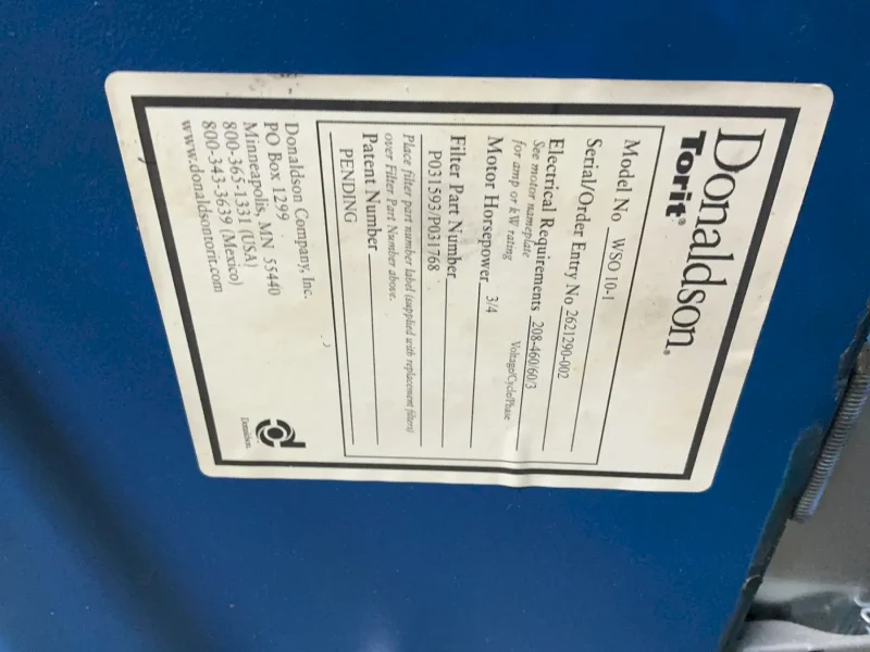 DONALDSON TORIT 3/4 HP MIST COLLECTOR  -  WSO 10-1