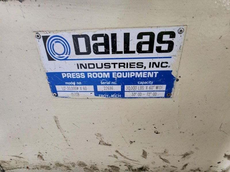 Dallas Space Saver Coil Feed Line - 30,000 lbs. x 60" Wide Coil Capacity: For Sale Coil Feed Line