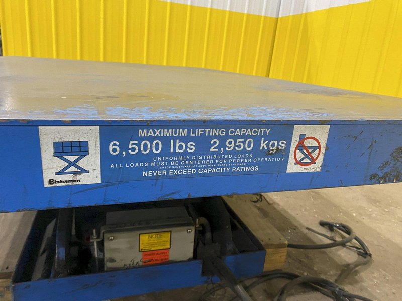 6,500 LB CAPACITY, 48&quot; X 72&quot; TABLE BISHAMON ELECTRIC/HYDRAULIC SCISSOR LIFT TABLE: STOCK #19942