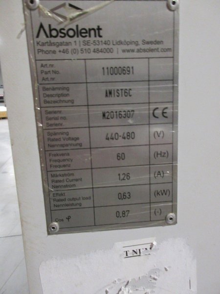 Absolent Industrial Oil Mist Collector, Model 11000691- Auction Item
