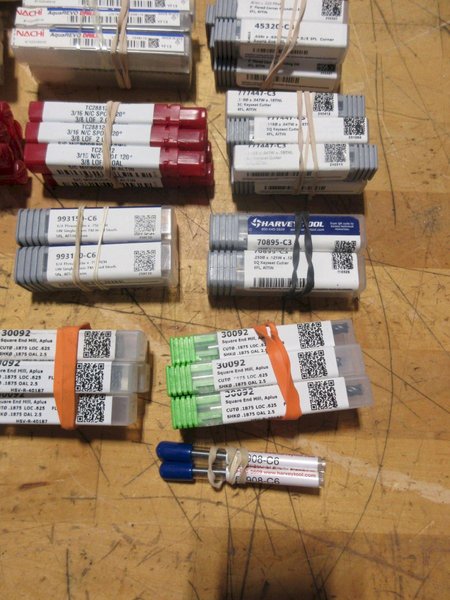 Solid Carbide Cutters, End Mills, Drills, Key Cutters, Chamfer Cutters, Various Brands, Small Diameters 1/8-1/4&quot; Shanks- Auction Item