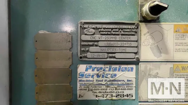 Nakamura-Tome WT-250 CNC Lathe, 2001