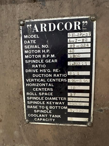 20 STAND X 2.5&quot; X 37&quot; ARDCOR MODEL #S10-2.5-37 ROLLFORMER: STOCK #21334