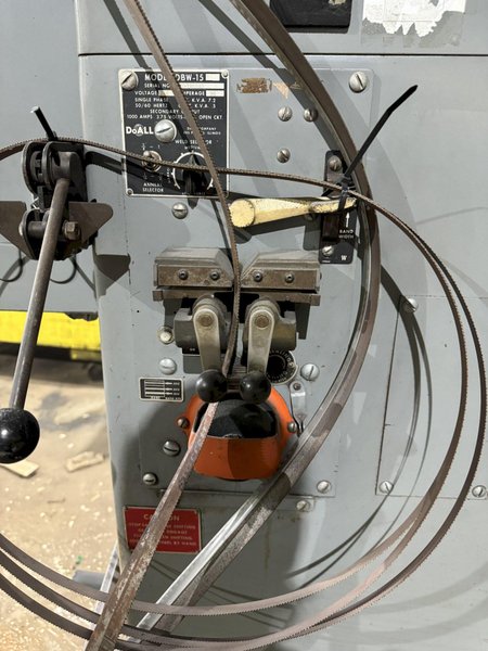 Doall model 3613-10 36" vertical band saw s/n 381-78206 with blade welder and grinder