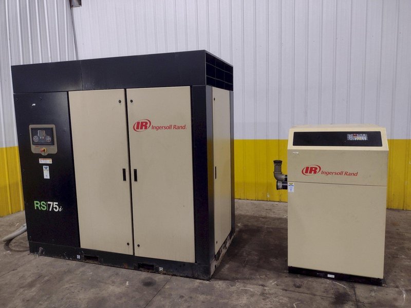 100 HP INGERSOLL-RAND MODEL RS75i-A125 ROTARY SCREW AIR COMPRESSOR W/ AIR DRYER: YOBRO #25976