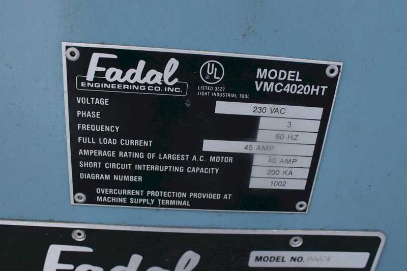 FADAL MODEL #VMC 4020 VERTICAL MACHINING CENTER: STOCK #74086