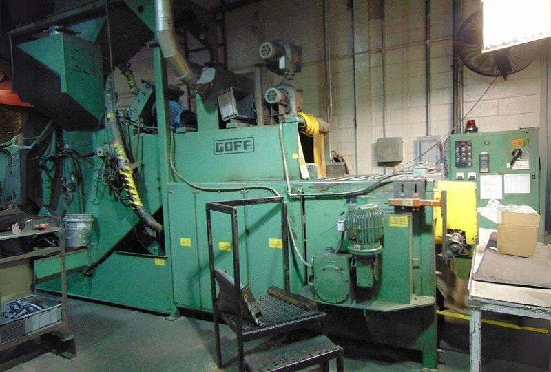 Goff WM27.5-4-40 Mesh Belt Shot Blast Machine, 27.5″ Wide,  4×10 HP Blast Wheels