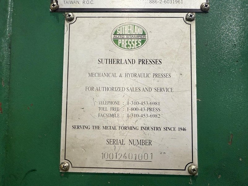 660 TON SUTHERLAND MODEL #HD1 HYDRAULIC 4 POST GUIDED RAM PRESS 15&quot; STROKE: YOBRO #24088