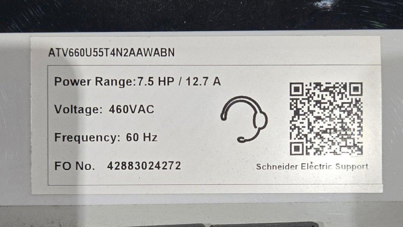 SCHNEIDER ELECTRIC ATV660U55T4N2AAWABN VFD 7.5HP 12.7AMP USED