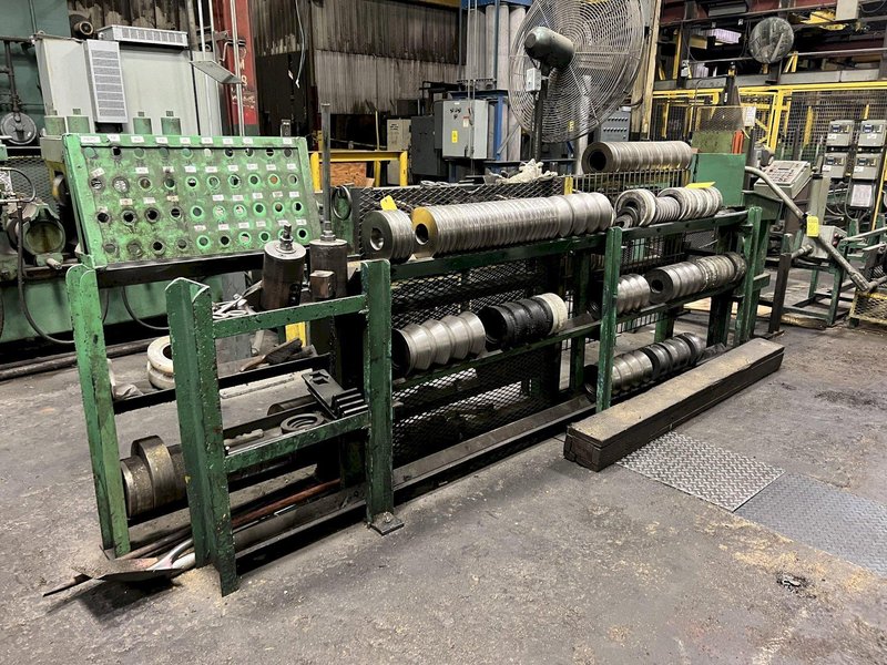 12 ROLL MEECO MODEL #12-12-TPVC (HD3) 2-PLANE SHAPE, ROD &amp; FLAT STOCK ROTARY STRAIGHTENING &amp; CHAMFER SYSTEM: STOCK #18428