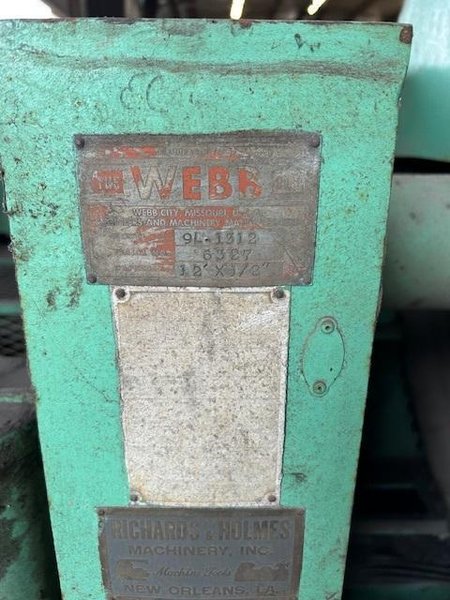 12&#039; X 1/2&quot; WEBB 9L-1312 3 ROLL INITIAL PINCH PLATE ROLL. STOCK # 0343525