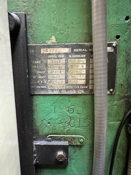 1000 TON BLISS #27 KNUCKLE JOINT PRESS