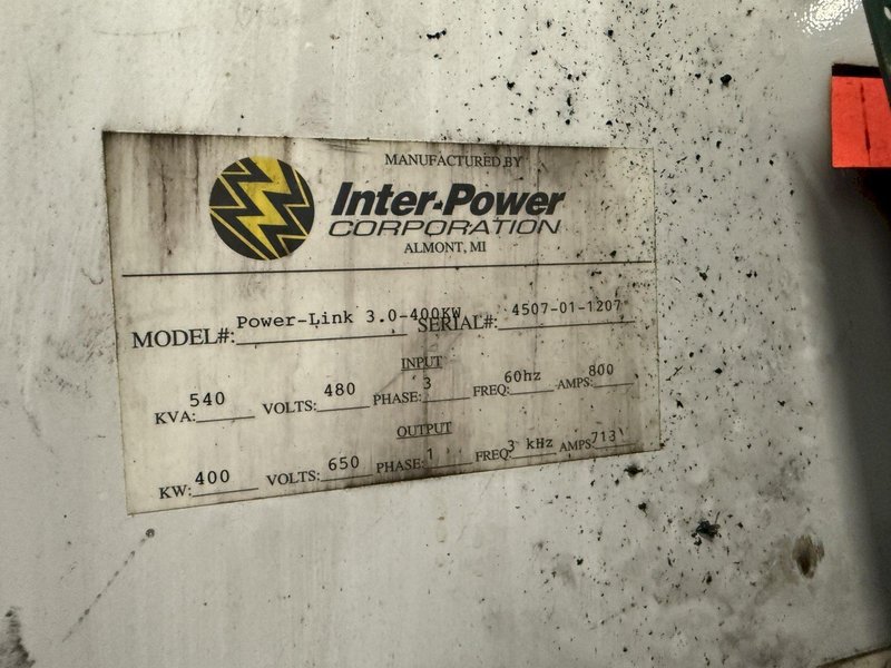 400 KW x 2 BAR INTER-POWER 3.0 POWER-LINK BILLIT INDUCTION HEATING SYSTEM, NEW 2007: YOBRO #27470